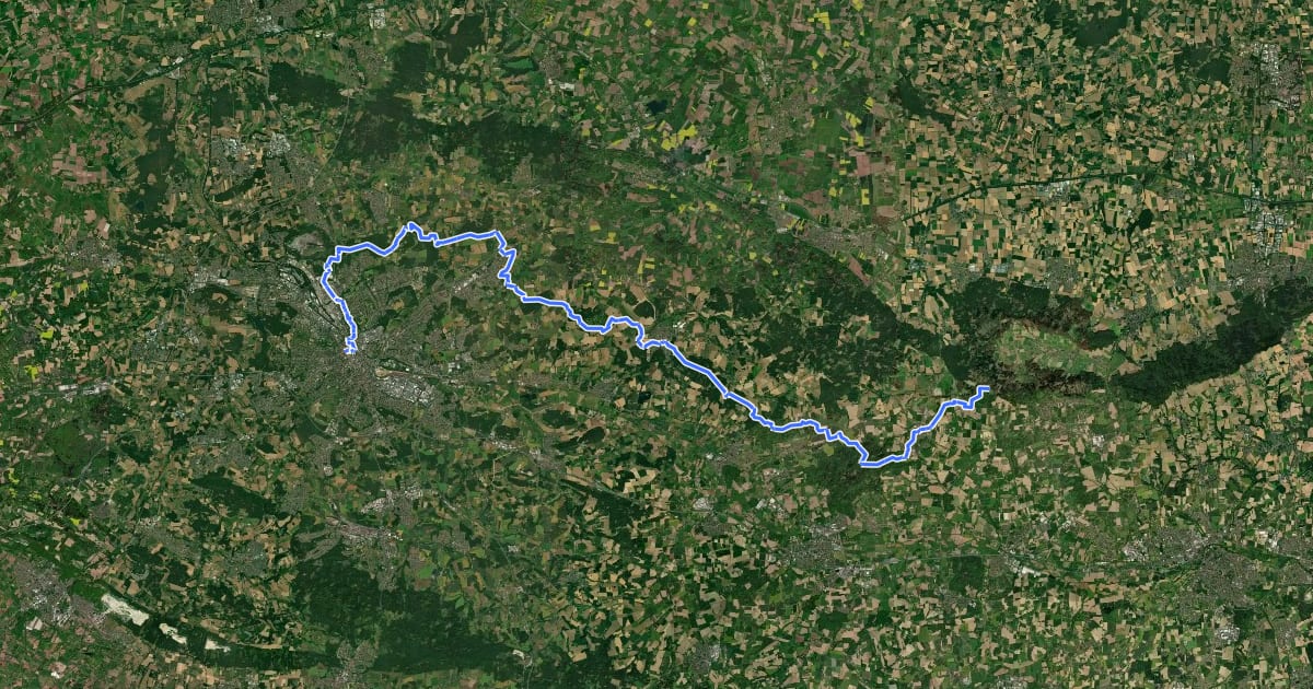 Маршрут Südlicher Tourenweg (Südvariante Wittekindsweg) на спутниковом снимке