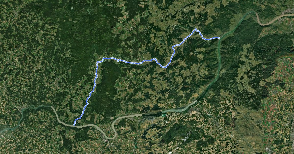 Маршрут Südliches Waldviertel на спутниковом снимке