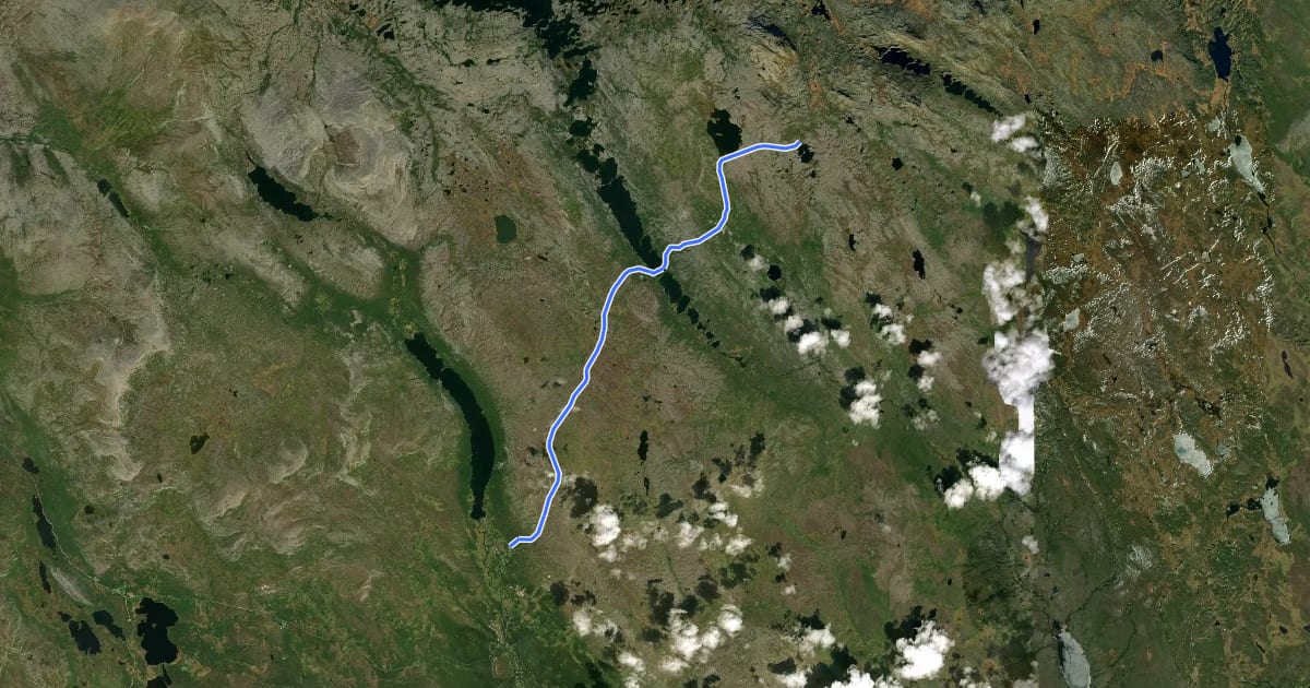 Маршрут Södra Kungsleden - Stage 12 на спутниковом снимке