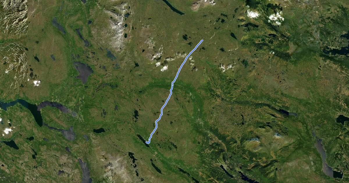 Маршрут Södra Kungsleden - Stage 16 на спутниковом снимке