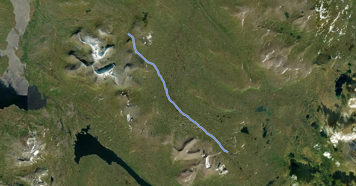 Маршрут Södra Kungsleden - Stage 18 на спутниковом снимке