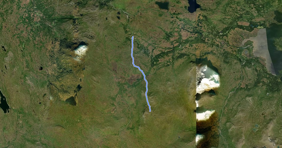 Маршрут Södra Kungsleden - Stage 20 на спутниковом снимке