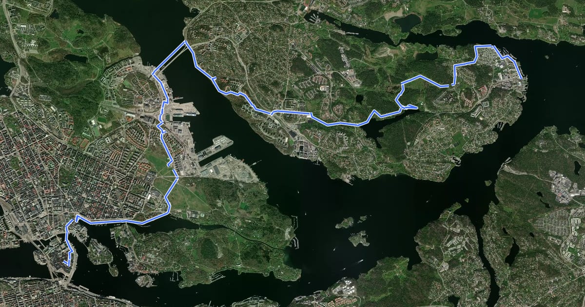 Маршрут Södra Lidingöstråket на спутниковом снимке