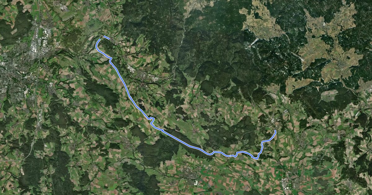 Маршрут Südrandweg Fichtelgebirge (Bocksleitenweg) на спутниковом снимке
