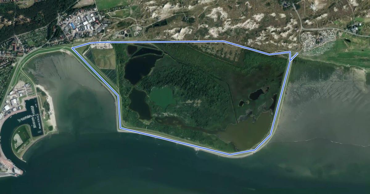 Маршрут Südstrandpolderrunde на спутниковом снимке