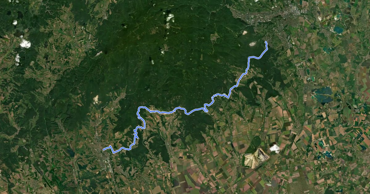 Маршрут S (Eger – Miskolctapolca) на спутниковом снимке