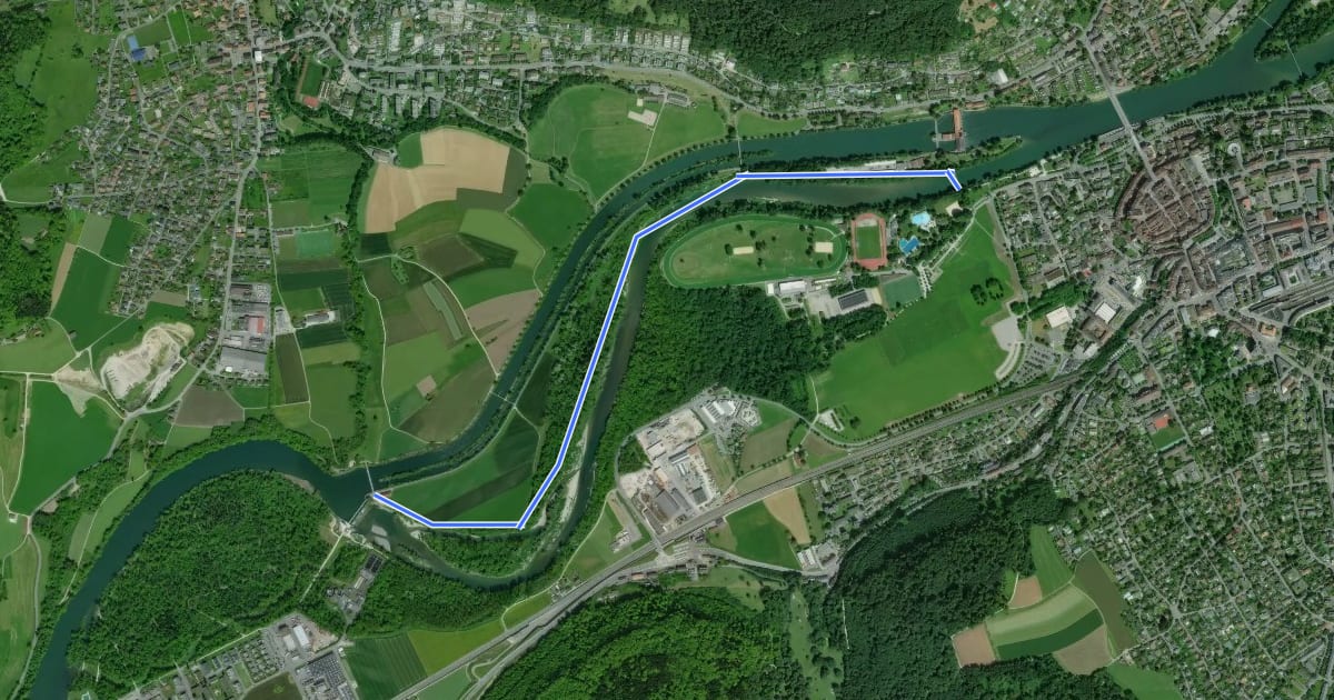 Маршрут Süffelsteg - Erlinsbach Stauwehr на спутниковом снимке