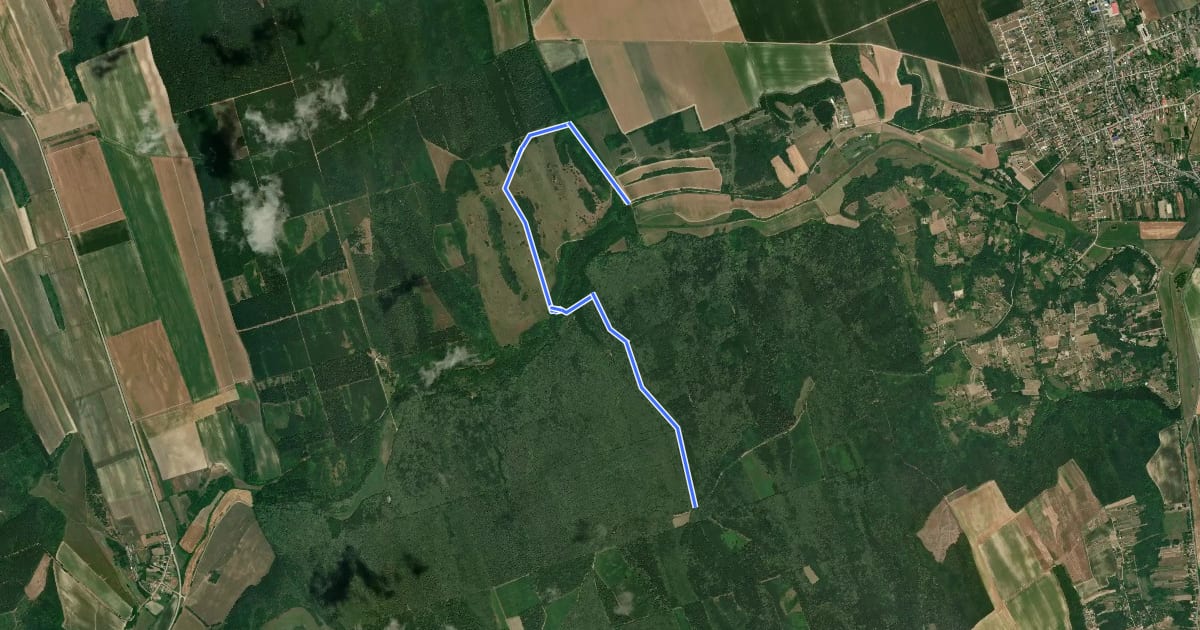 Маршрут S+ (Jaba-völgye – Virágmányi kunyhó) на спутниковом снимке