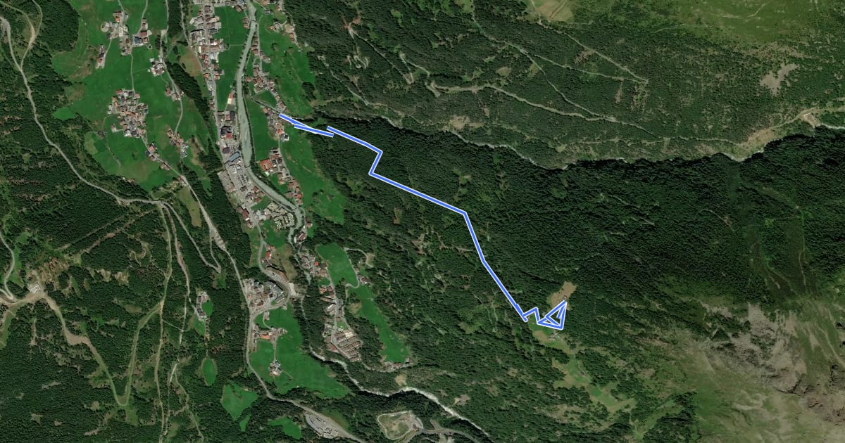 Маршрут Sölden - Brunnbergalm на спутниковом снимке