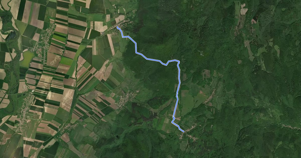 Маршрут S (Mogyoróska – Hejce) на спутниковом снимке