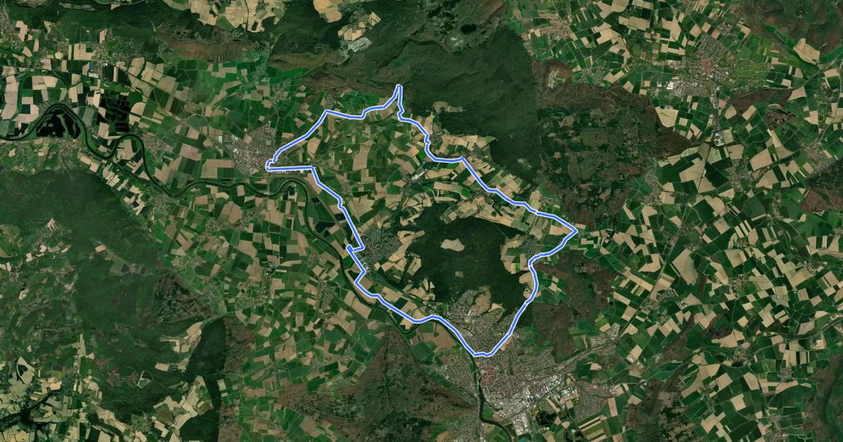 Маршрут Süntel-Weser-Tour на спутниковом снимке