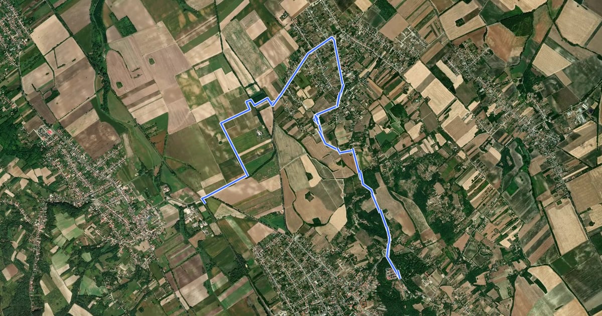 Маршрут S+ (Pannonhalma – Győrság – Écs vá.) на спутниковом снимке
