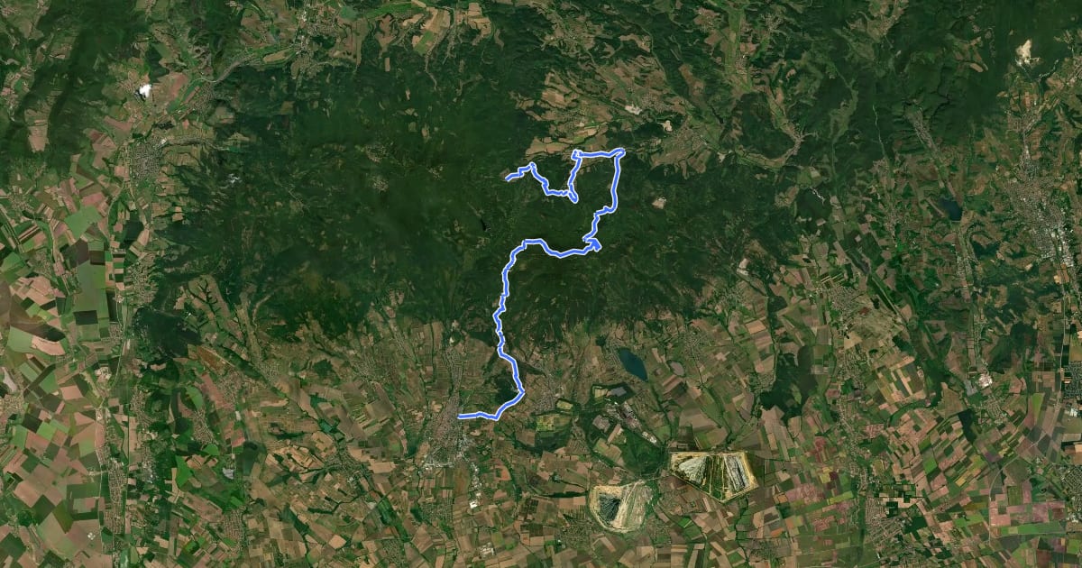 Маршрут S, Rákóczi-turistaút (Parádsasvár – Kékes – Gyöngyös) на спутниковом снимке