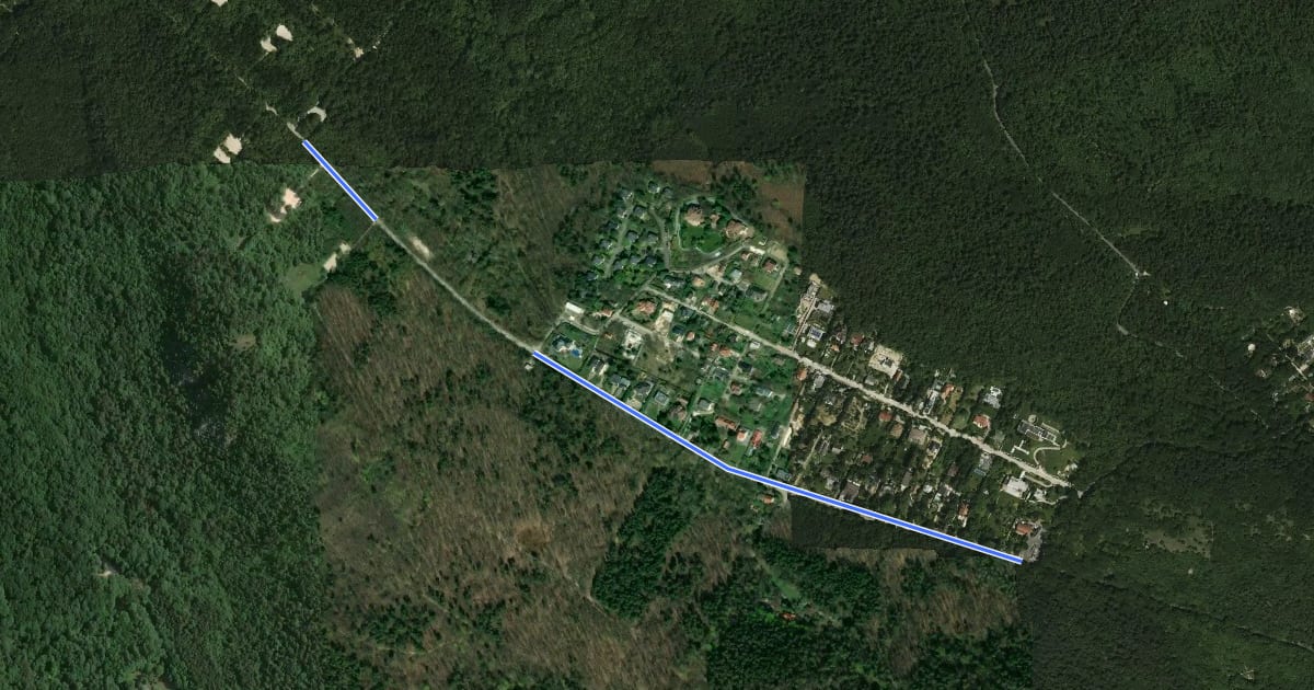 Маршрут Sárga MTB (Hármashatárhegy/Szépvölgyi dűlő–Fenyőgyöngye) на спутниковом снимке