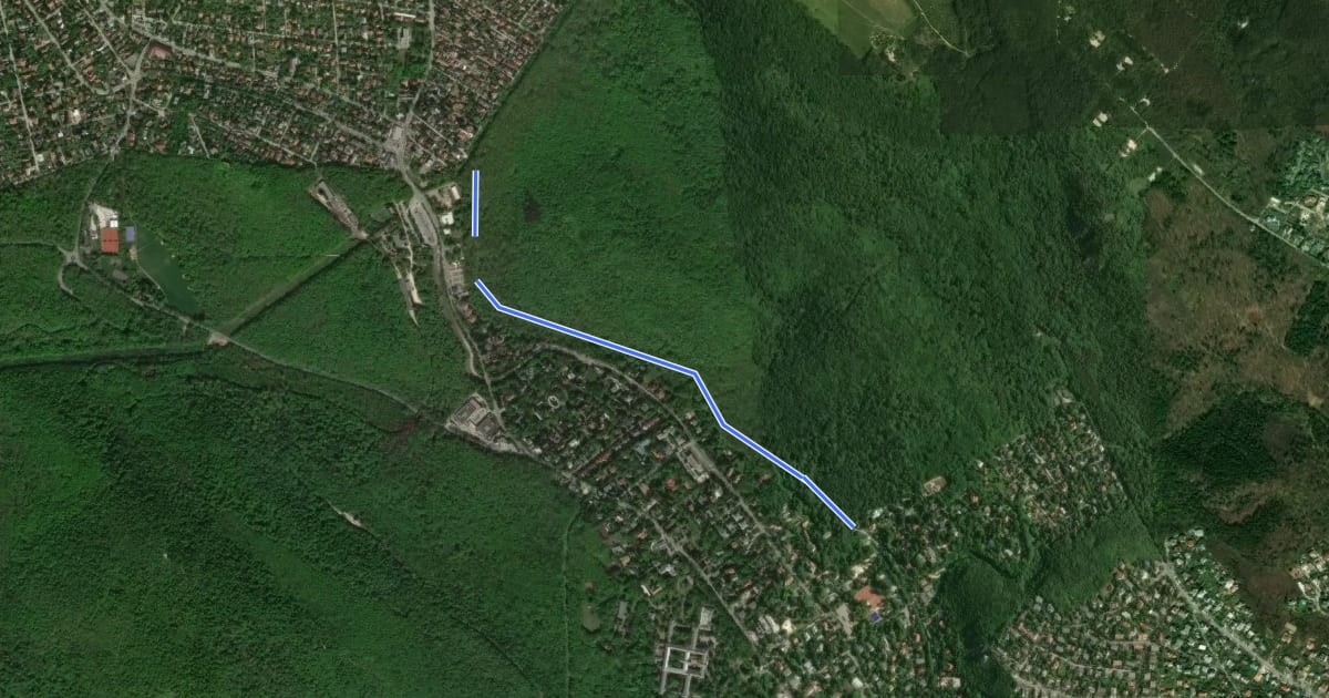 Маршрут Sárga MTB (Hűvösvölgy–Nyék) на спутниковом снимке