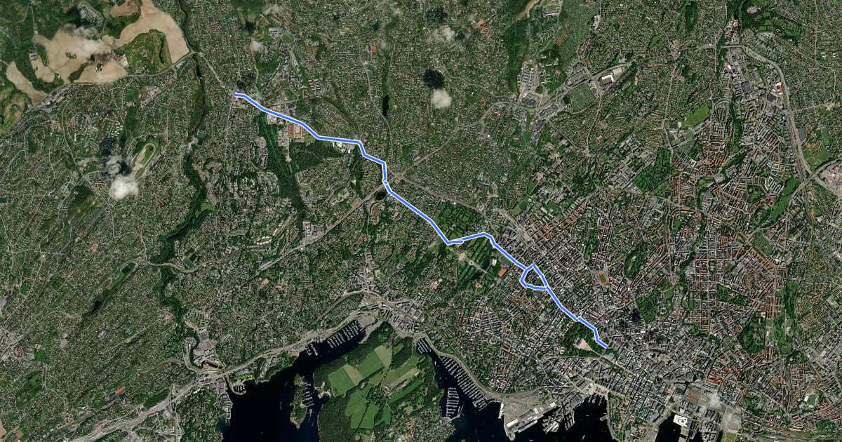 Маршрут Sørkedalsveien (sykkelrute) на спутниковом снимке
