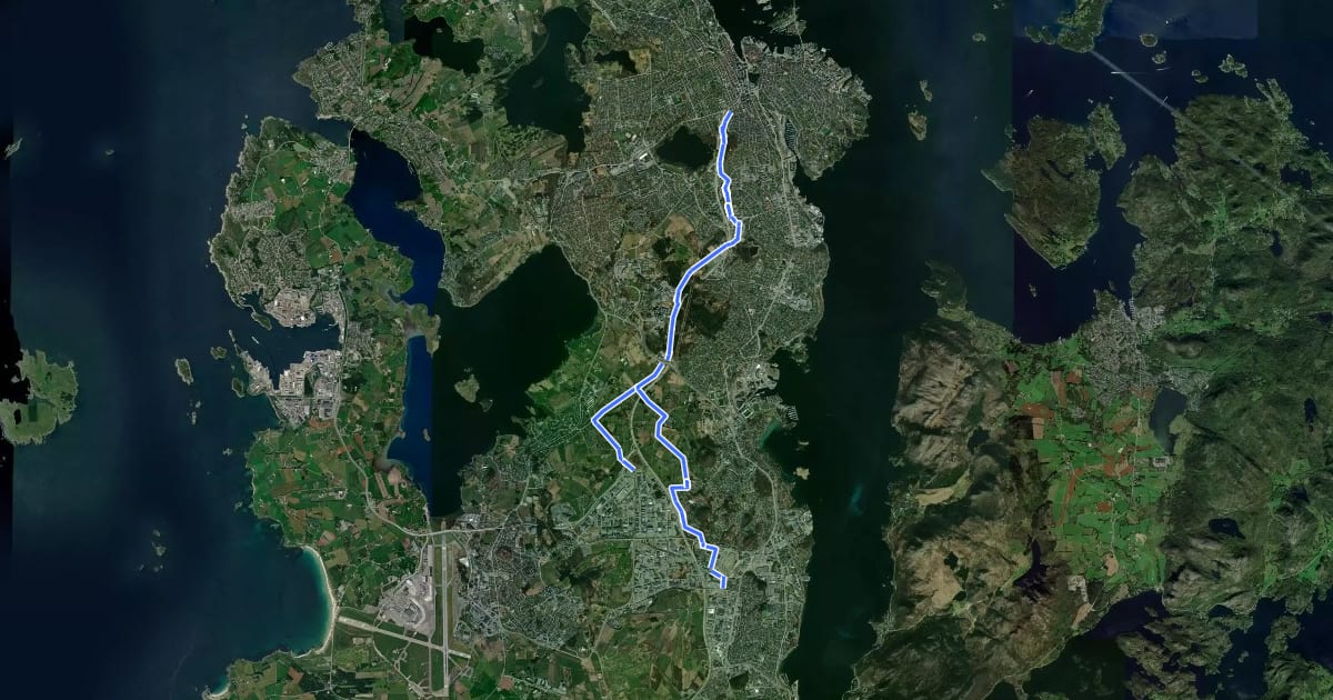 Маршрут Sørmarkruta на спутниковом снимке