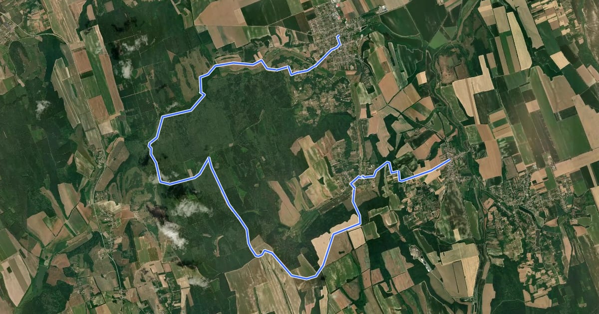 Маршрут S (Ságvár – Flóra-hegy nyerge – Nyim – Som) на спутниковом снимке