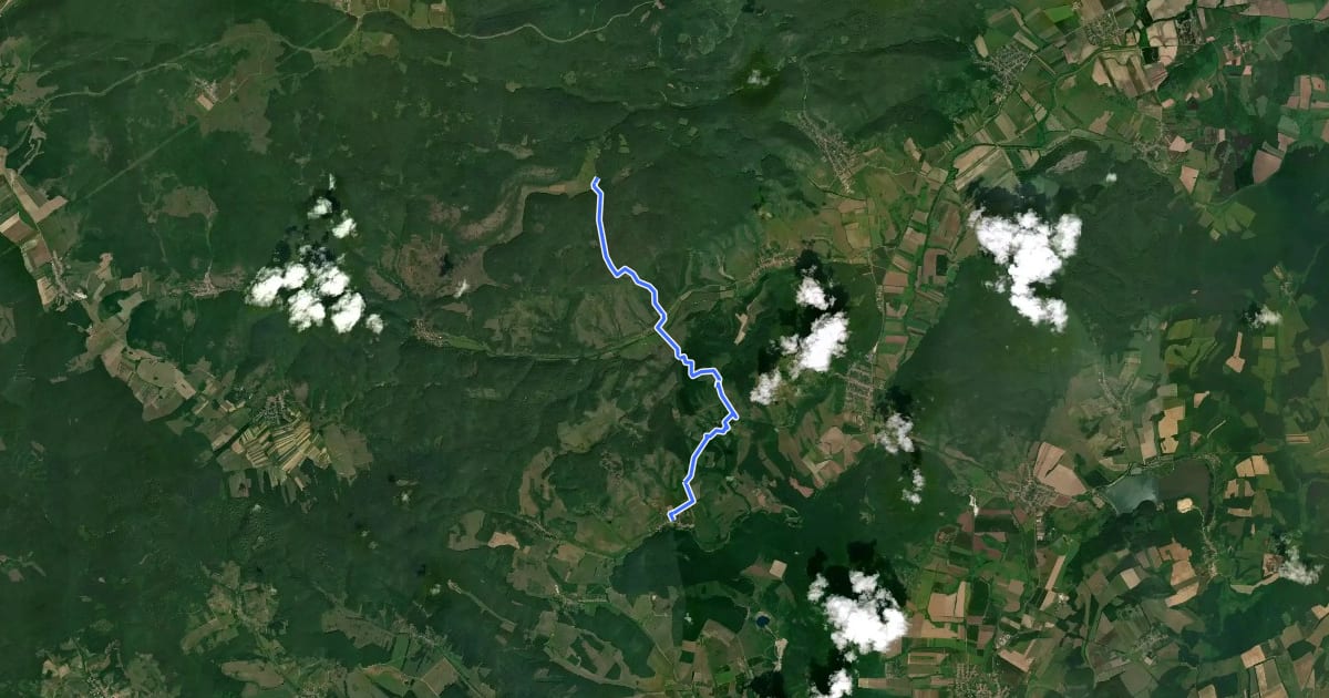 Маршрут S (Szelcepuszta – Szinpetri – Varbóc – Szőlősardó) на спутниковом снимке