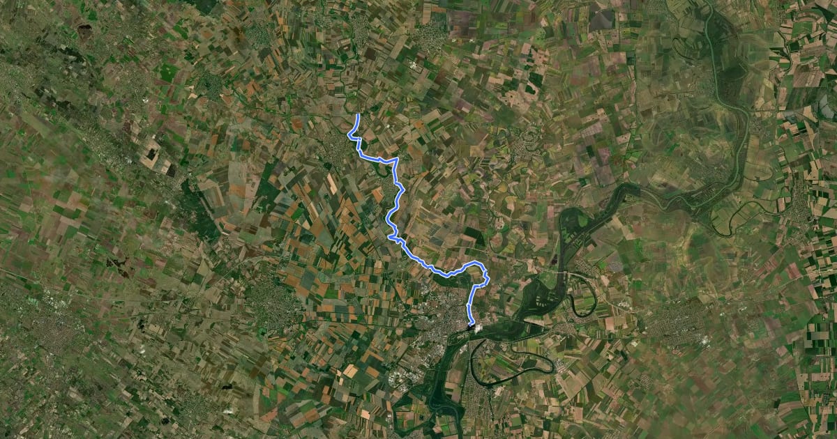 Маршрут S (Szolnok – Szászberek) на спутниковом снимке