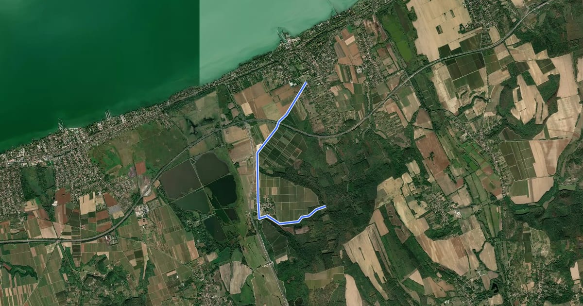 Маршрут S▙ (Tündér-völgy – Balatonszemes) на спутниковом снимке