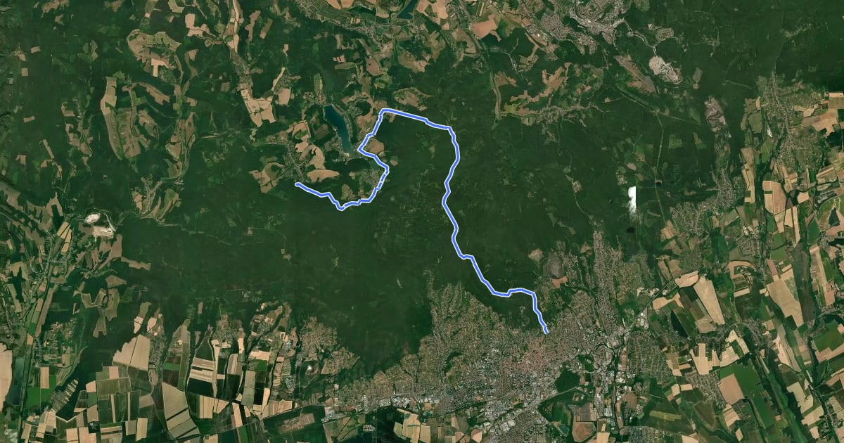 Маршрут S (Tettye – Abaligeti cseppkőbarlang) на спутниковом снимке