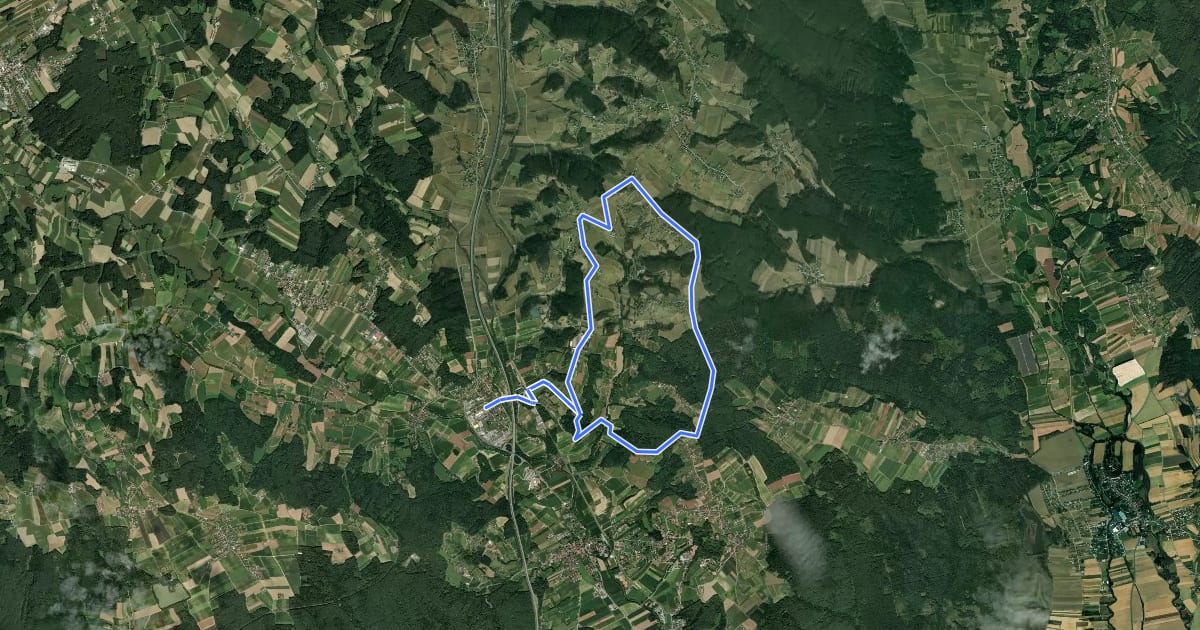 Маршрут S2 Hügelland Weg на спутниковом снимке