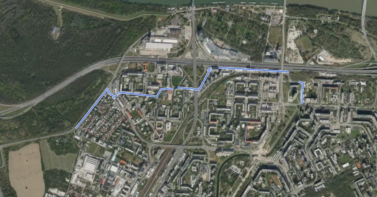 Маршрут S393 на спутниковом снимке