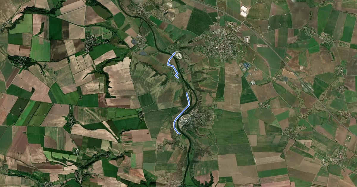Маршрут Saaleradweg Alternative Rothenburg Könnern-West на спутниковом снимке