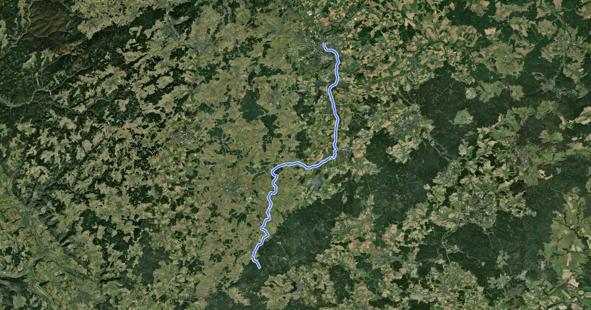 Маршрут Saaleradweg Etappe 1- Von der Saalequelle nach Hof на спутниковом снимке