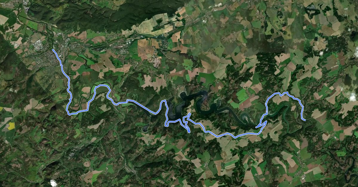 Маршрут Saaleradweg Etappe 4 - Von Ziegenrück bis Saalfeld на спутниковом снимке