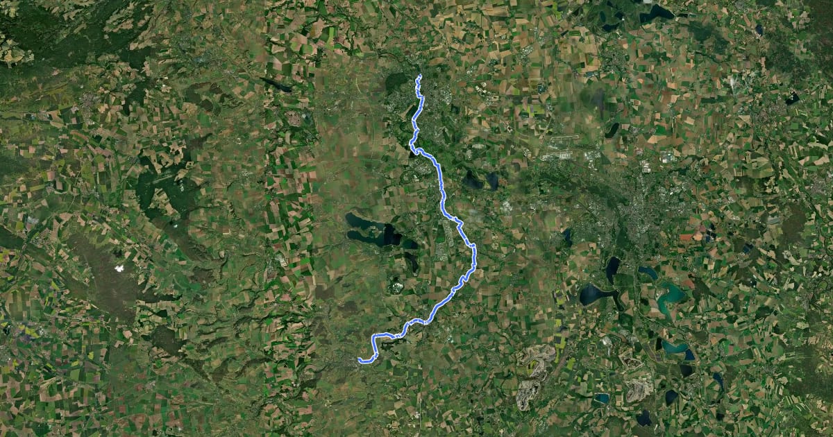 Маршрут Saaleradweg Etappe 7 - Von Naumburg (Saale) nach Halle (Saale) на спутниковом снимке
