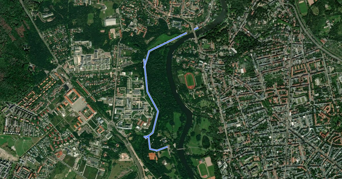 Маршрут Saaleradweg Halle Gegenrichtung Kröllwitz (zu Abschnitt6) на спутниковом снимке