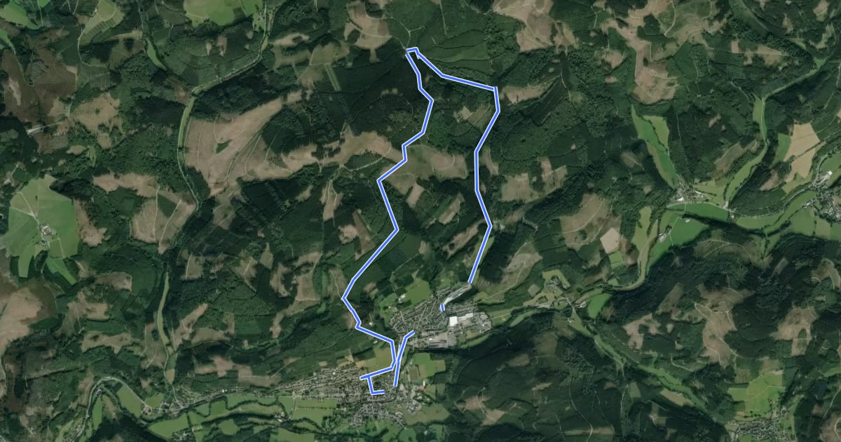 Маршрут Saalhausen Böddesrundwanderweg Dreieck на спутниковом снимке