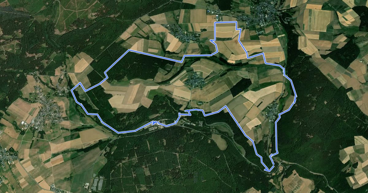 Маршрут Saar-Hunsrück-Traumschleife: "STUMM-Eisenhütten-Weg" на спутниковом снимке