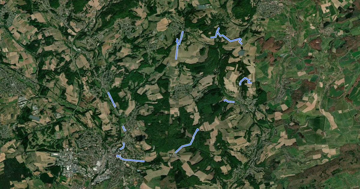 Маршрут Saarland-Rundwanderweg St. Wendeler Schleife на спутниковом снимке