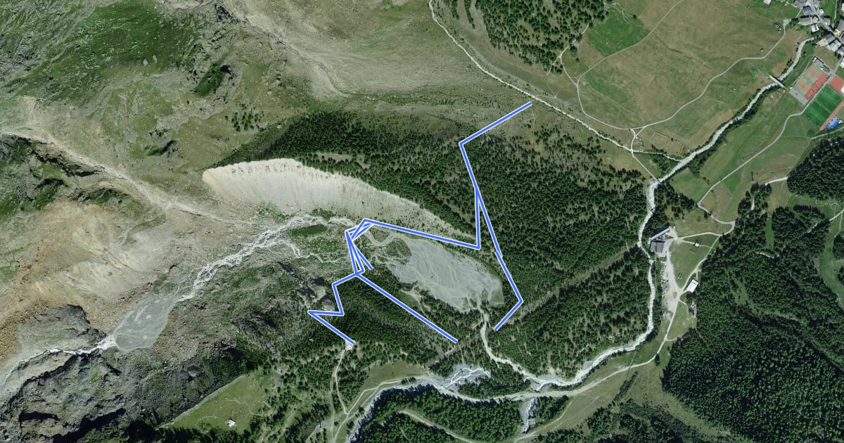 Маршрут Saas-Fee - Gletschergrotte на спутниковом снимке