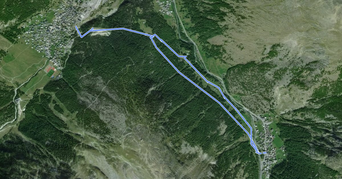 Маршрут Saas-Fee - Saas-Almagell на спутниковом снимке