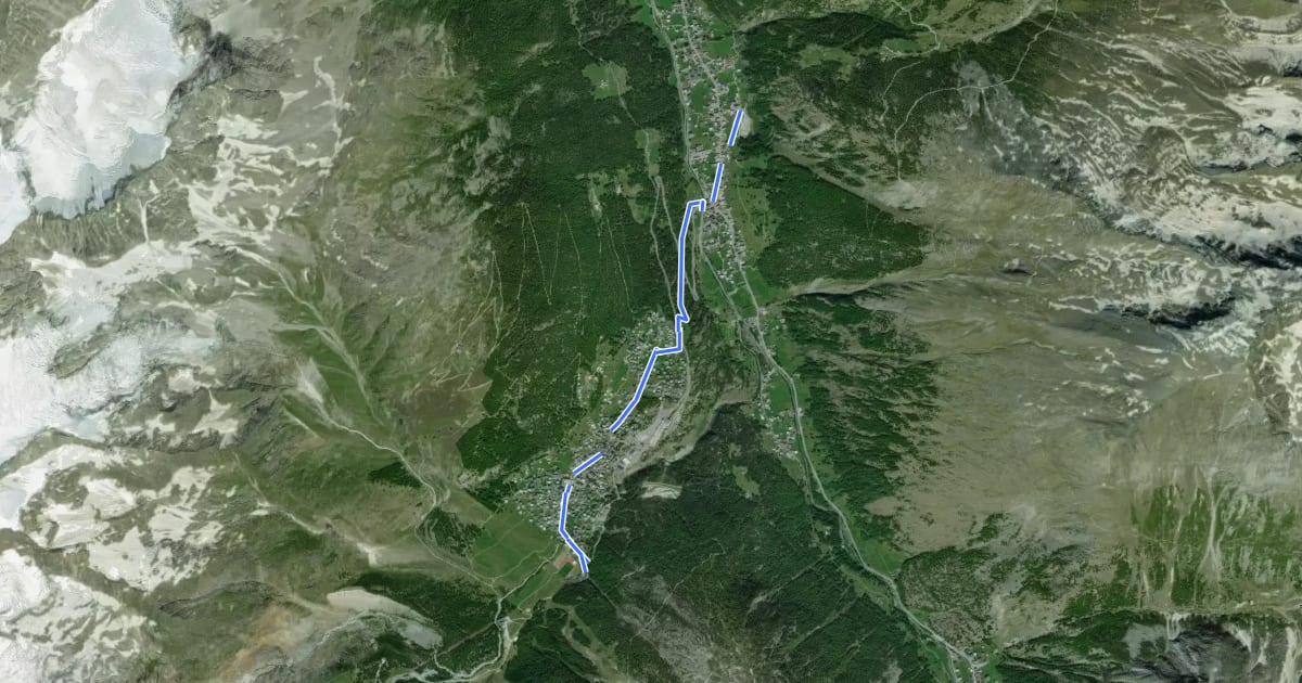 Маршрут Saas-Grund - Saas-Fee на спутниковом снимке