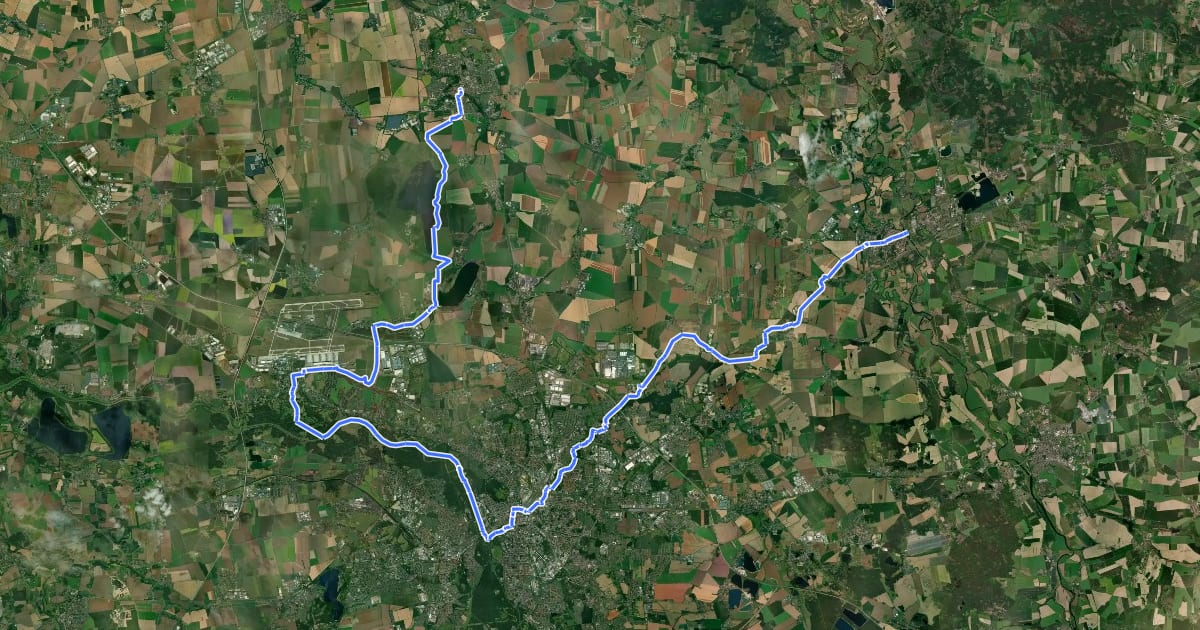 Маршрут Sachsen-M [Abschnitt A] Eilenburg-Delitzsch на спутниковом снимке