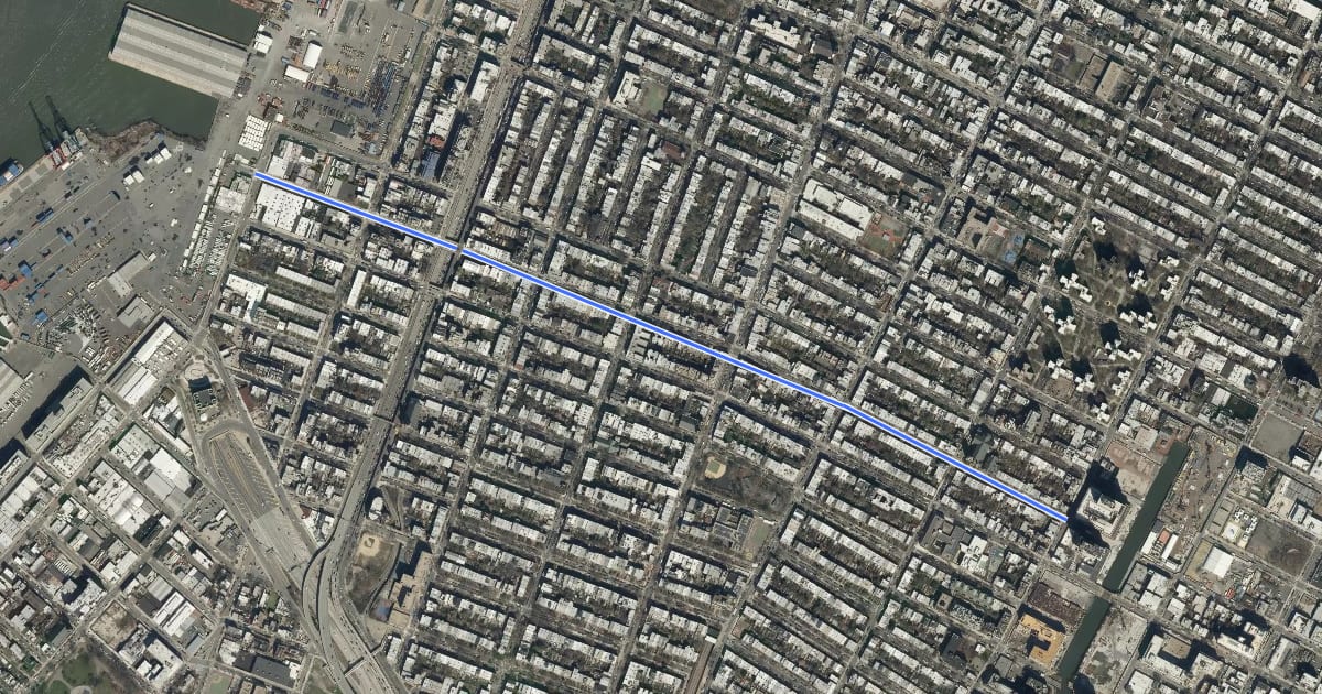 Маршрут Sackett Street на спутниковом снимке