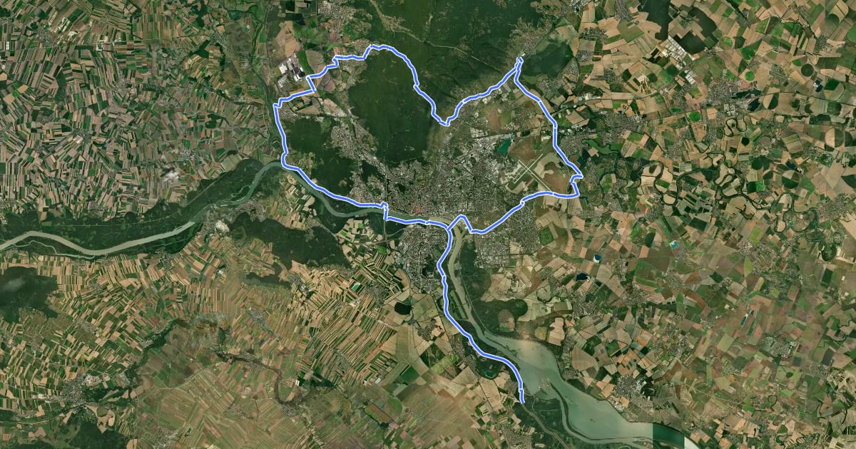 Маршрут SacraVelo (Bratislavský kraj) на спутниковом снимке