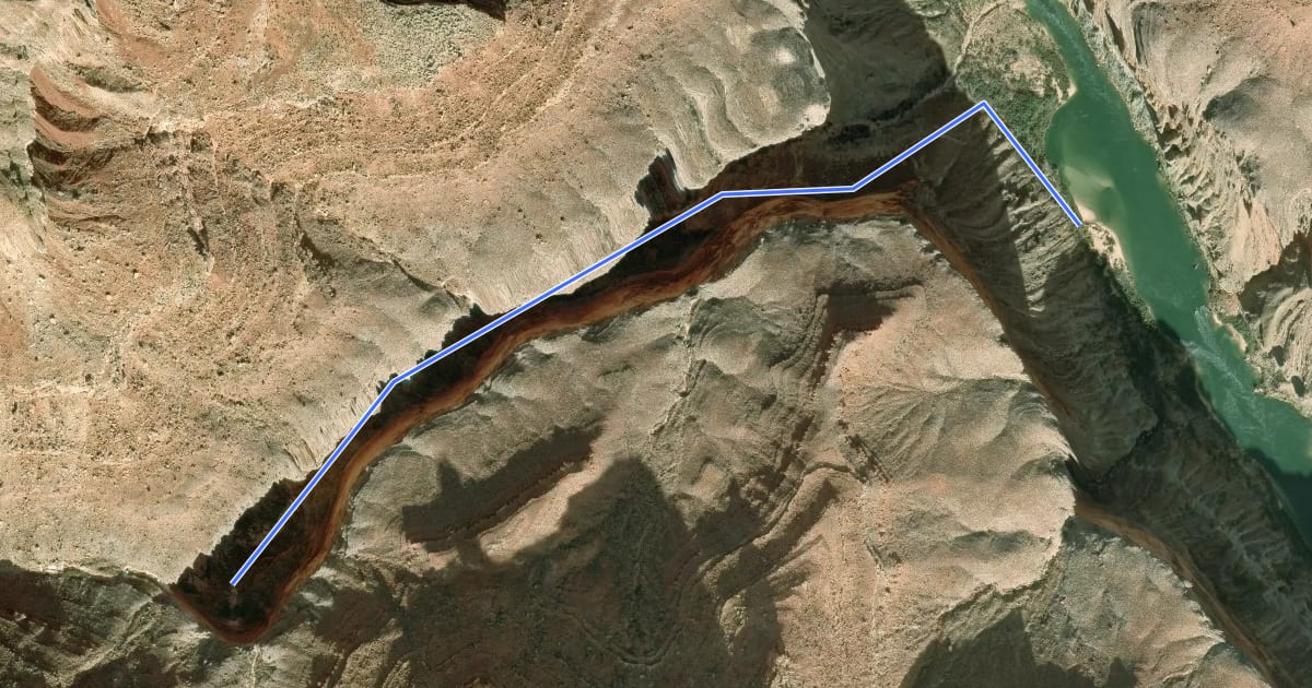 Маршрут Saddle Canyon Trail на спутниковом снимке