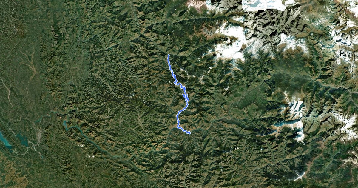Маршрут Sainj to Banjar на спутниковом снимке