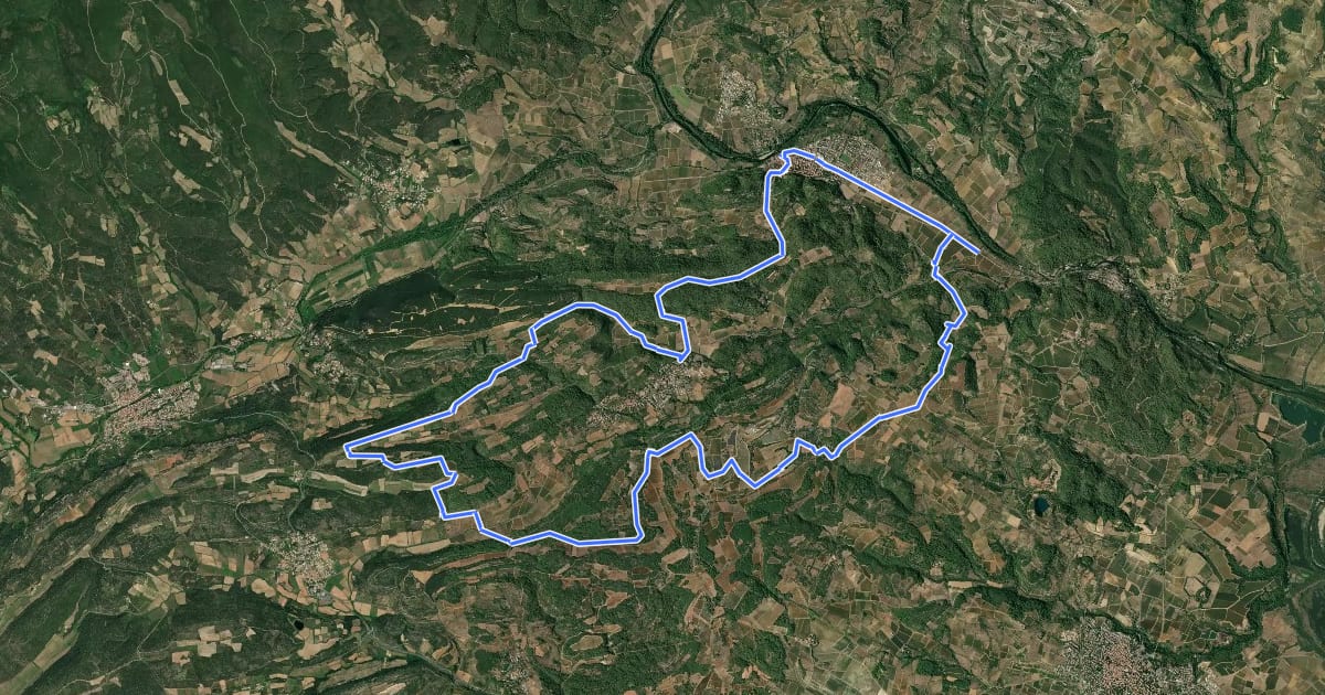 Маршрут Saint-chinian VTT 05 rouge на спутниковом снимке