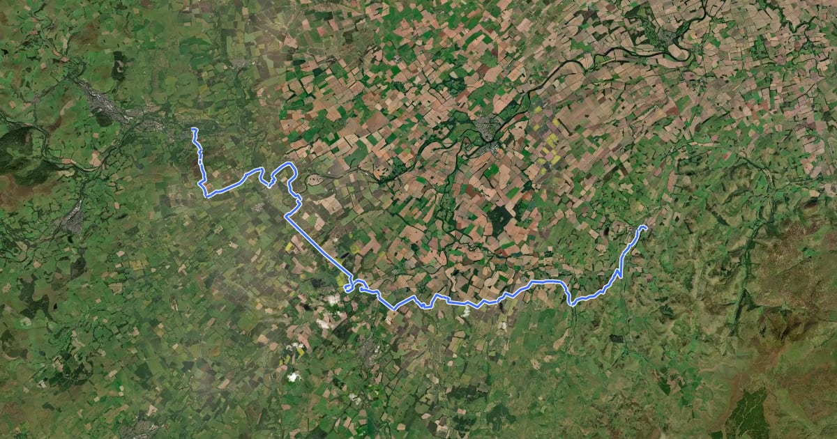 Маршрут Saint Cuthbert's Way (Melrose to Kirk Yetholm) на спутниковом снимке