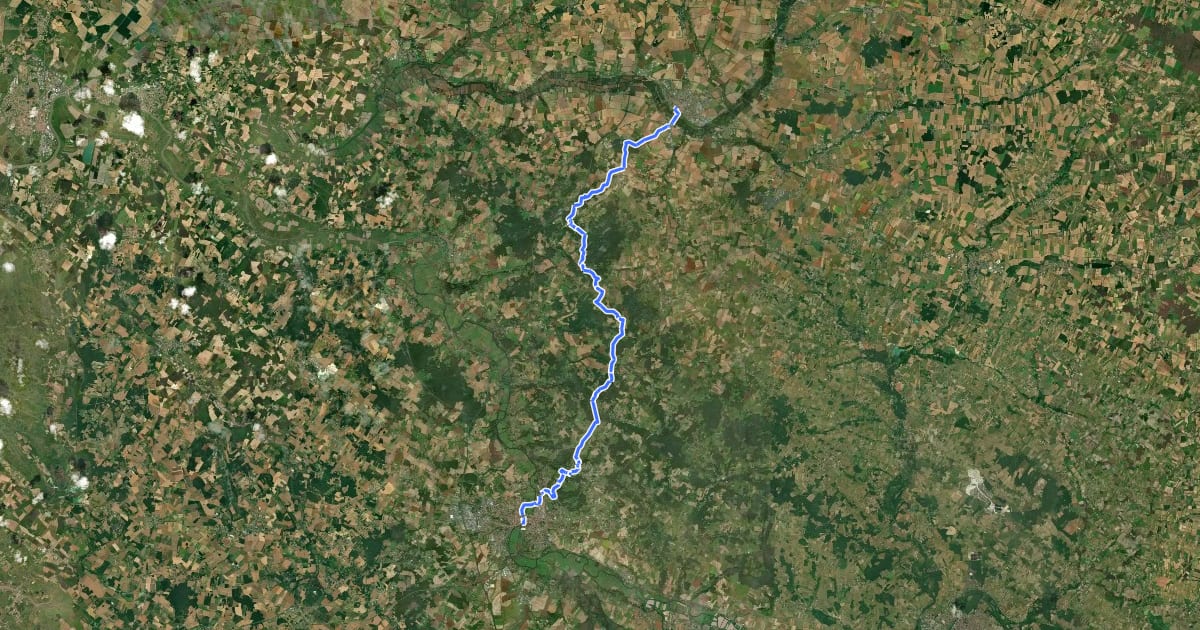 Маршрут Saint-Jean-d'Angély - Saintes на спутниковом снимке