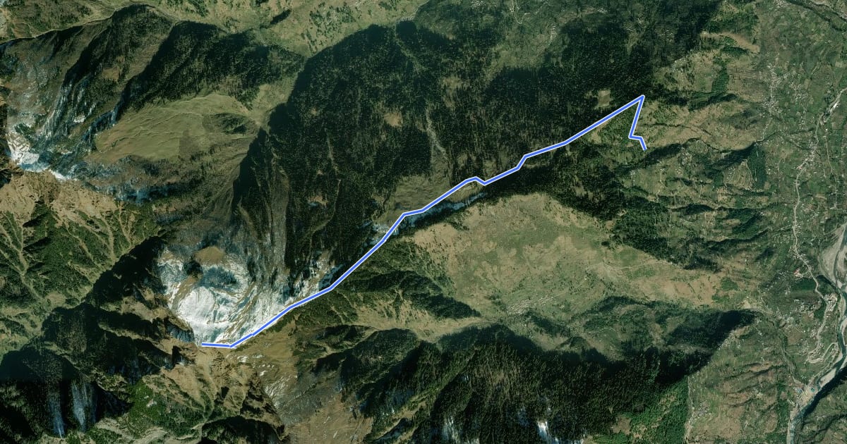 Маршрут Sajuni to Chhaplang Tibba на спутниковом снимке