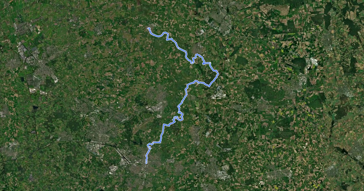 Маршрут Saksenroute - 06 - Ootmarsum - Enschede на спутниковом снимке