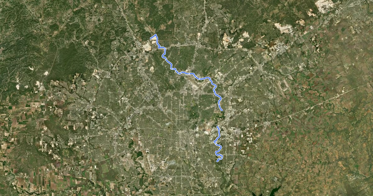 Маршрут Salado Creek Greenway на спутниковом снимке